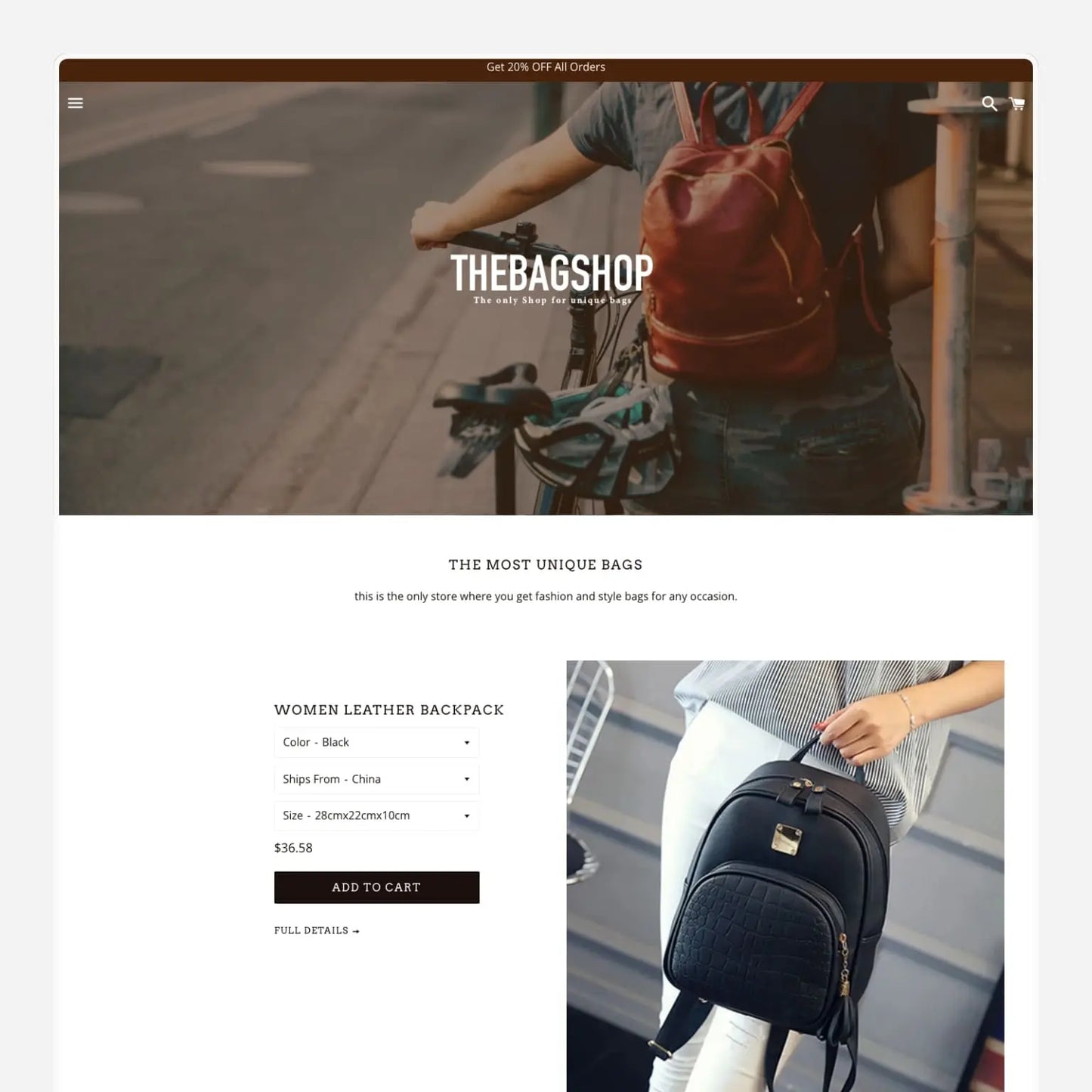 Bag Shop Shopify Starter Dropship Store & Ecommerce Website The Stores Project