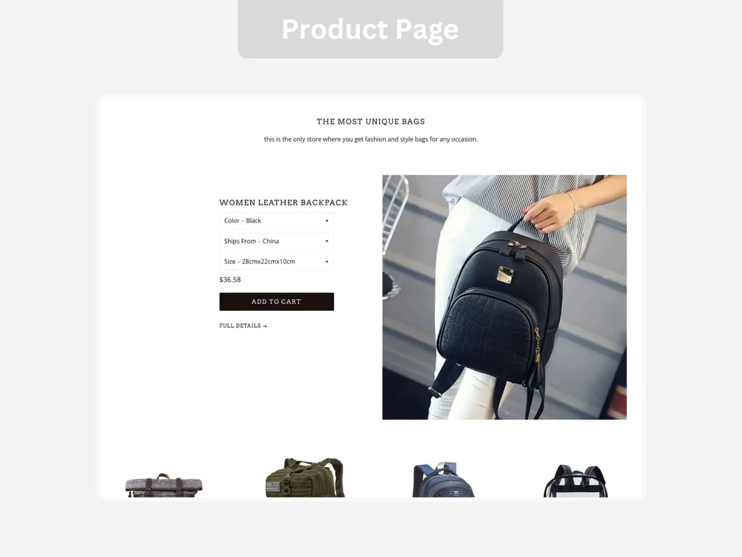 Bag Shop Shopify Starter Dropship Store & Ecommerce Website The Stores Project