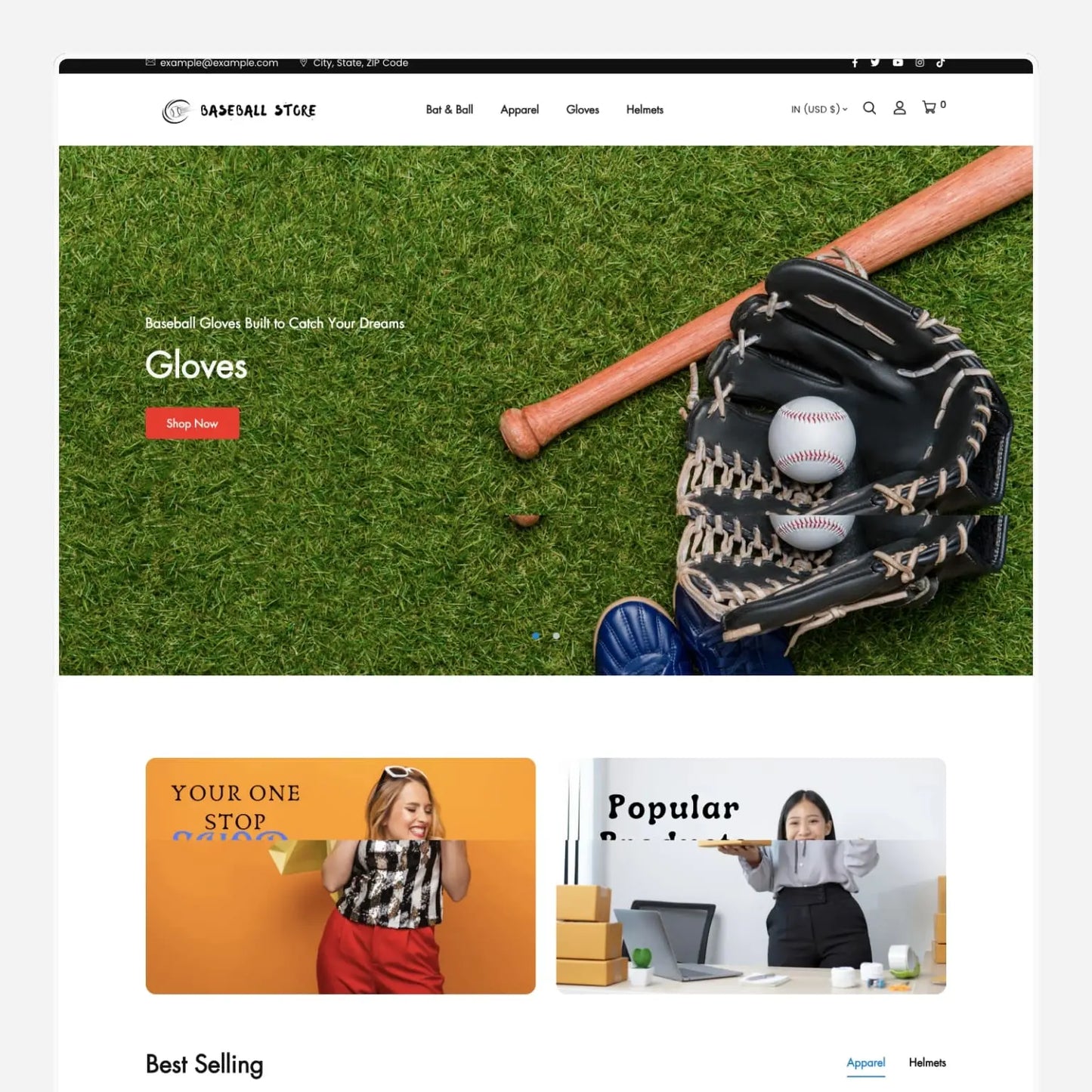 Baseball Shopify Starter Dropship Store & Ecommerce Website The Stores Project