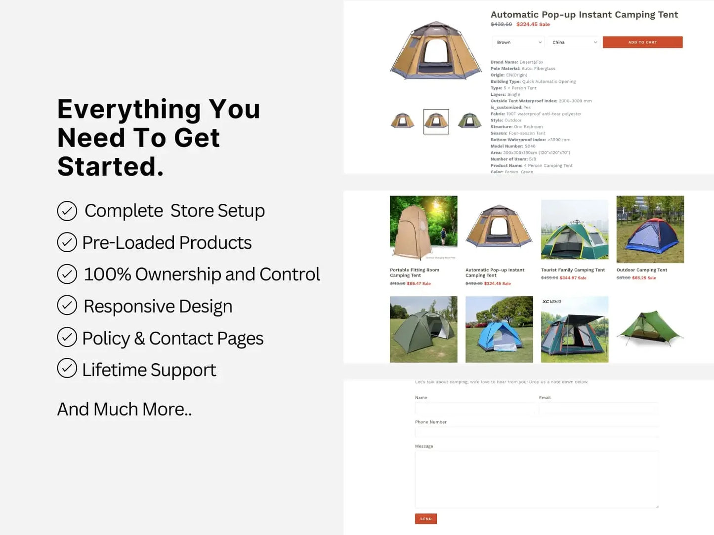 Camping Shopify Starter Dropship Store & Ecommerce Website The Stores Project