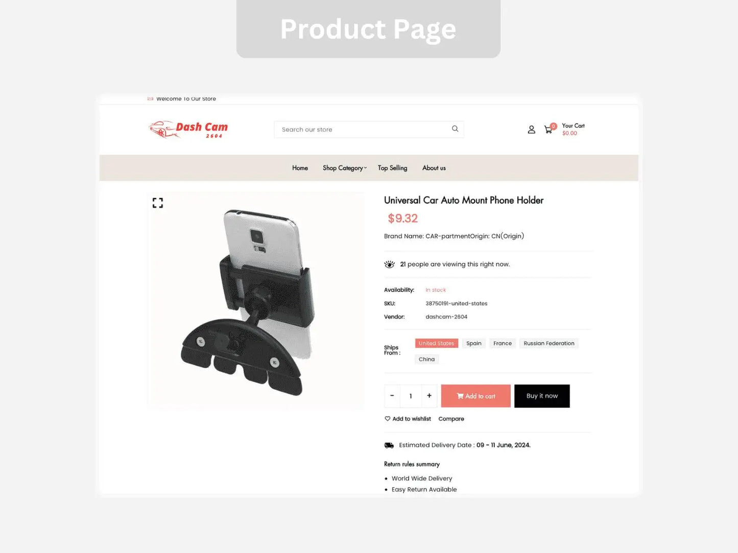 Dashcam and Accessories Shopify Starter Dropship Store & Ecommerce Website The Stores Project