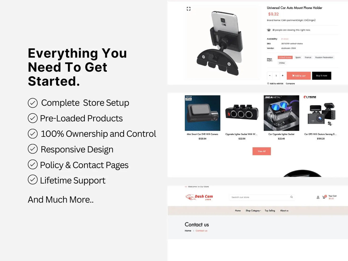 Dashcam and Accessories Shopify Starter Dropship Store & Ecommerce Website The Stores Project