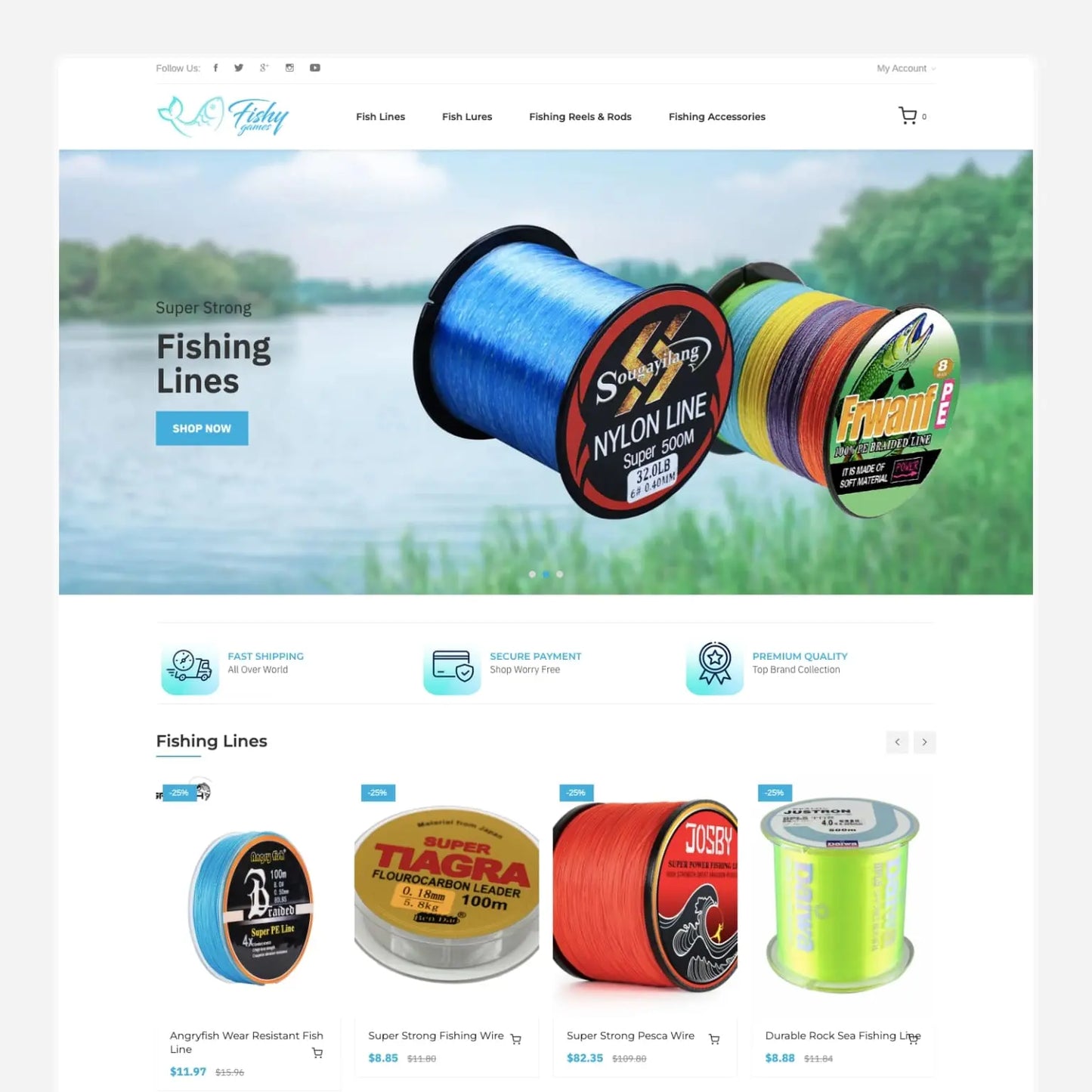 Fishing Accessories Shopify Starter Dropship Store & Ecommerce Website The Stores Project