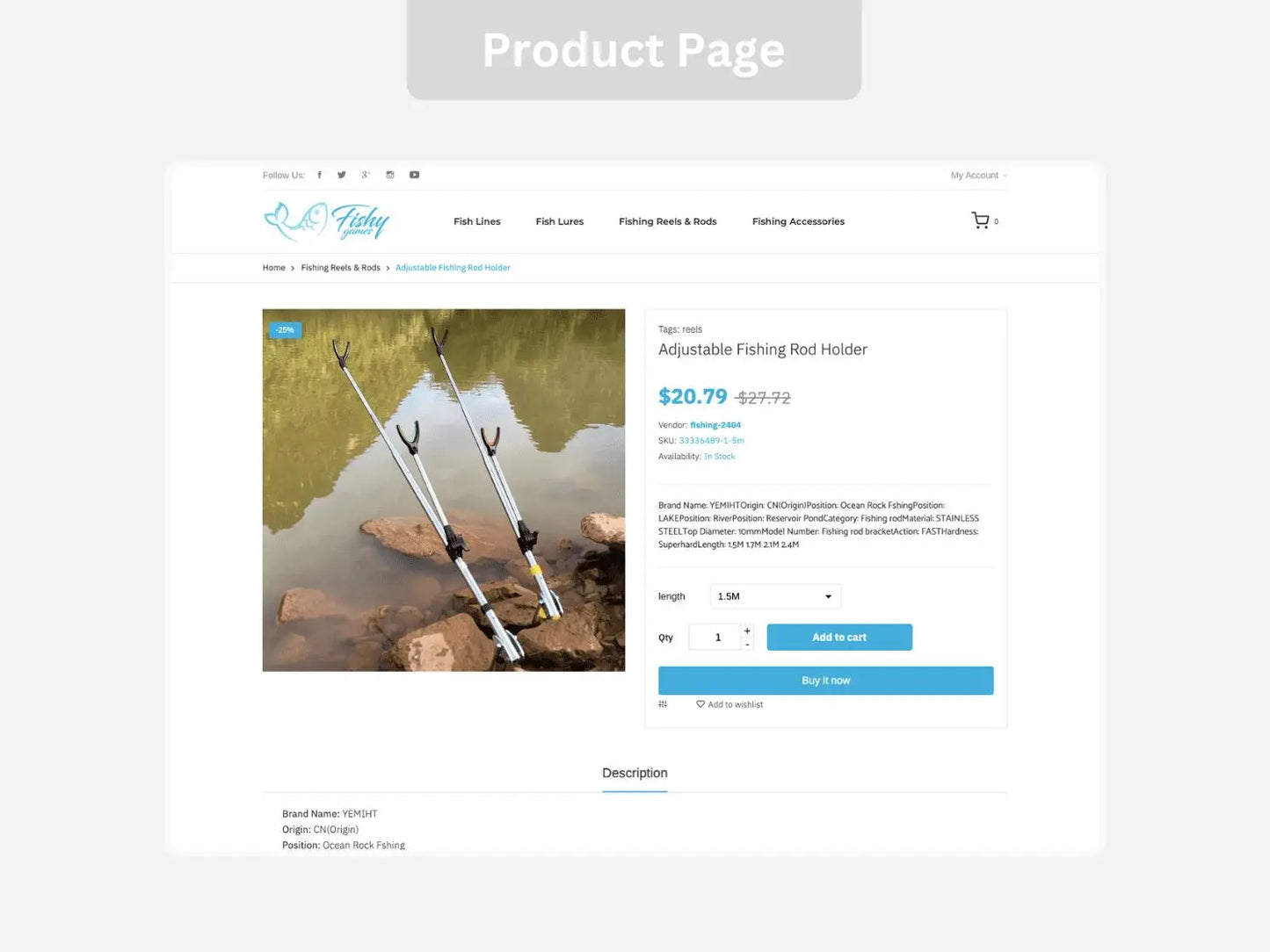 Fishing Accessories Shopify Starter Dropship Store & Ecommerce Website The Stores Project
