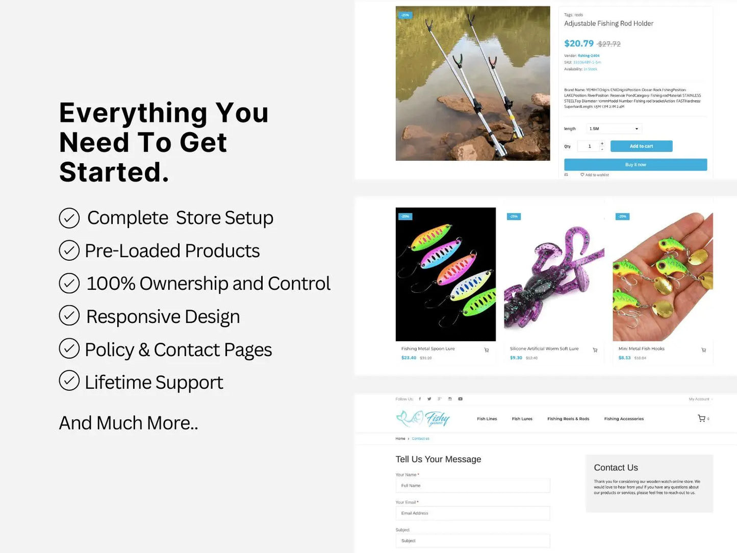 Fishing Accessories Shopify Starter Dropship Store & Ecommerce Website The Stores Project