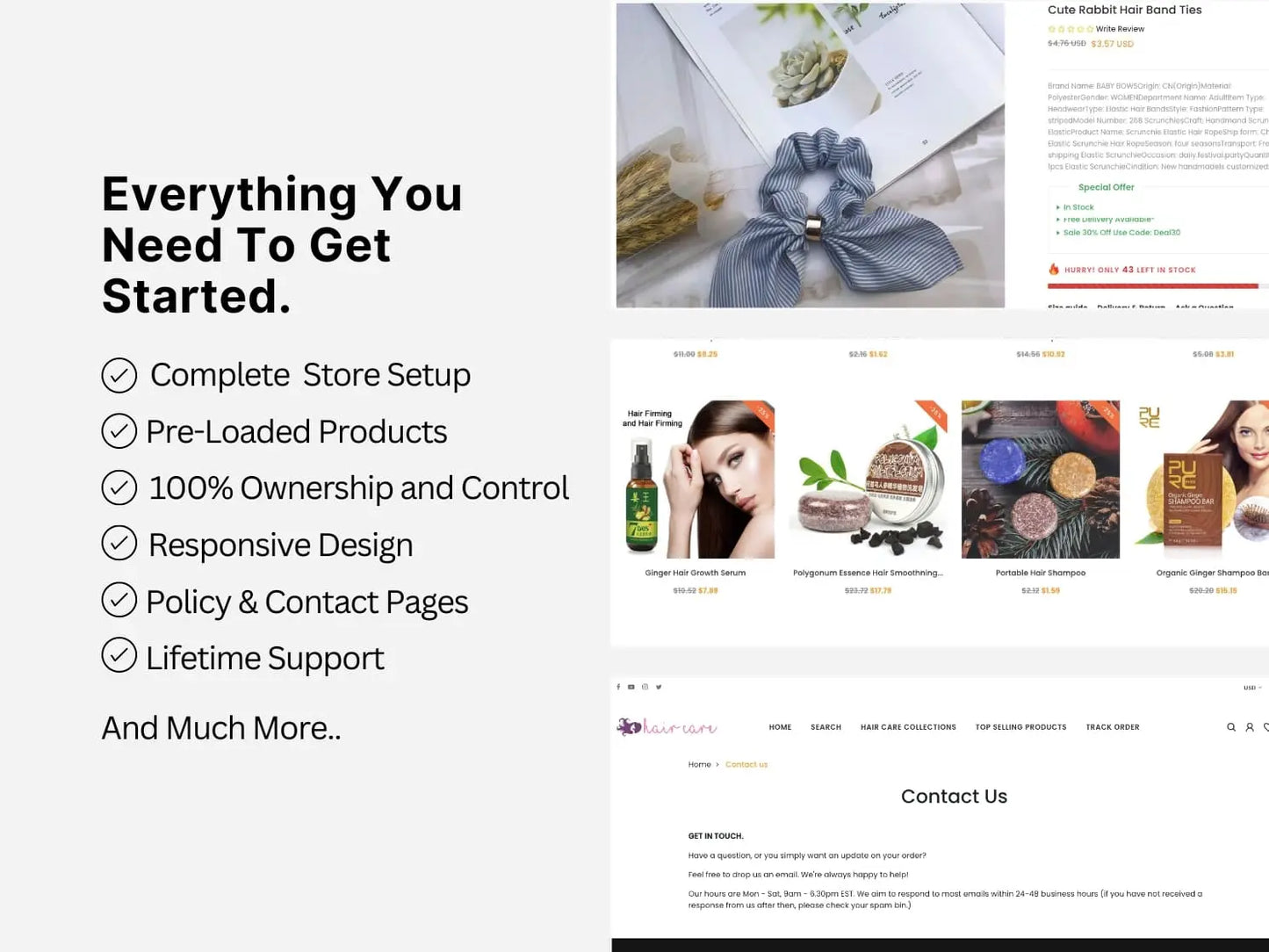 Hair Care Shopify Starter Dropship Store & Ecommerce Website The Stores Project