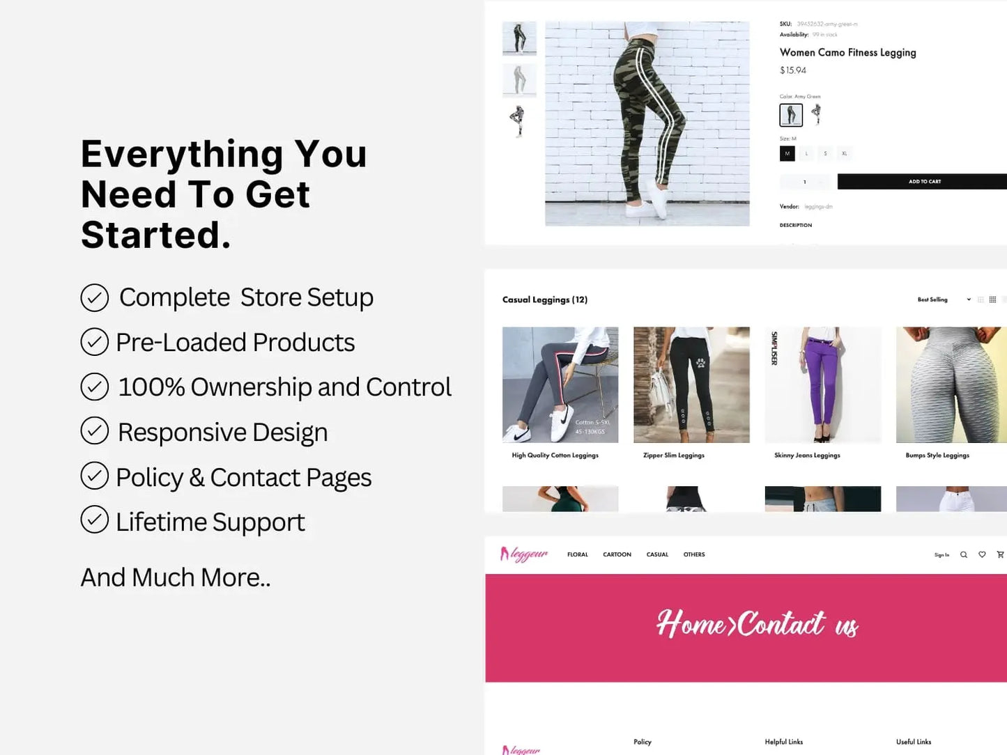 Leggings Fashion Shopify Starter Dropship Store & Ecommerce Website The Stores Project