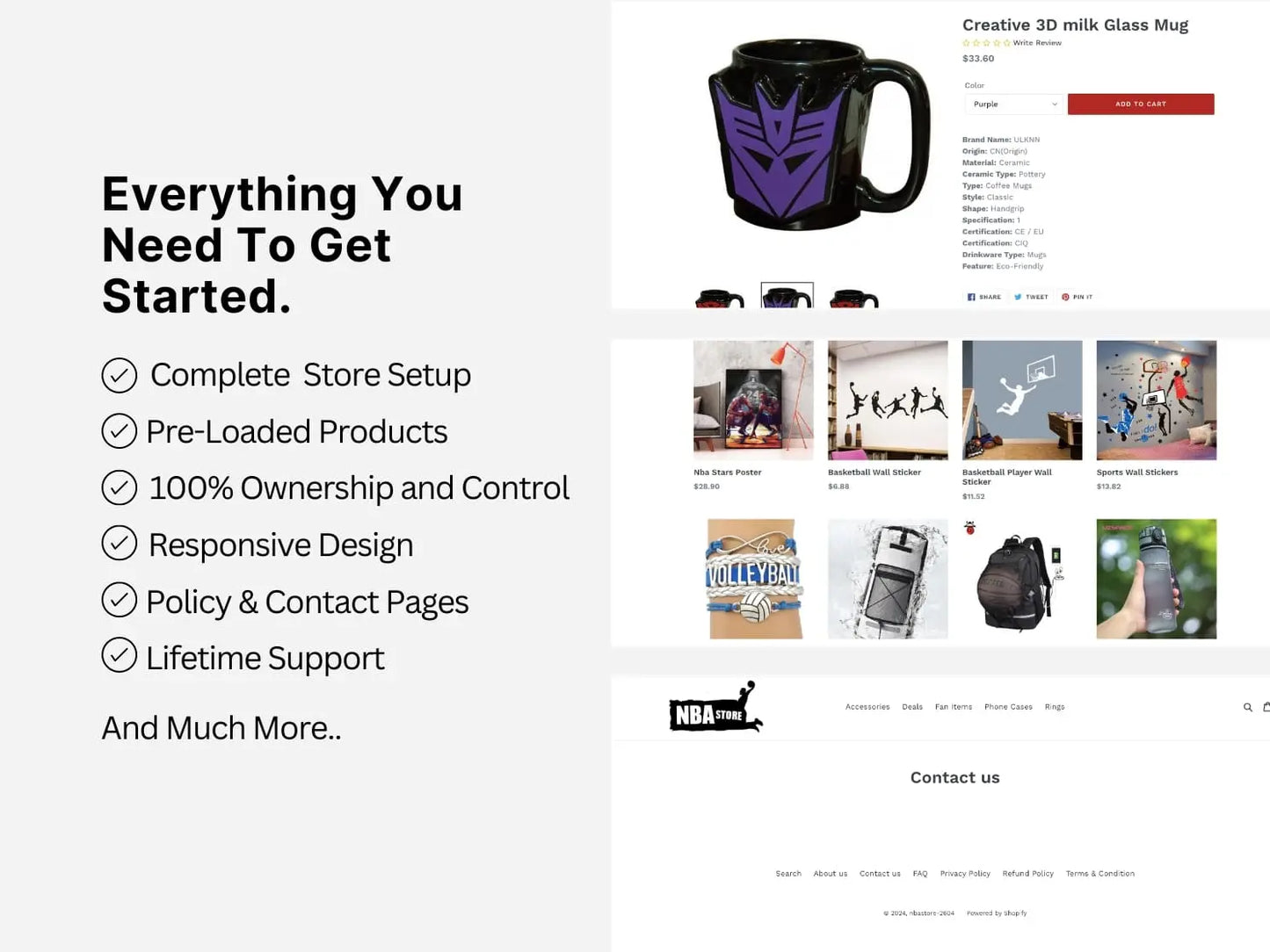 NBA Merchandise Shopify Starter Dropship Store & Ecommerce Website The Stores Project