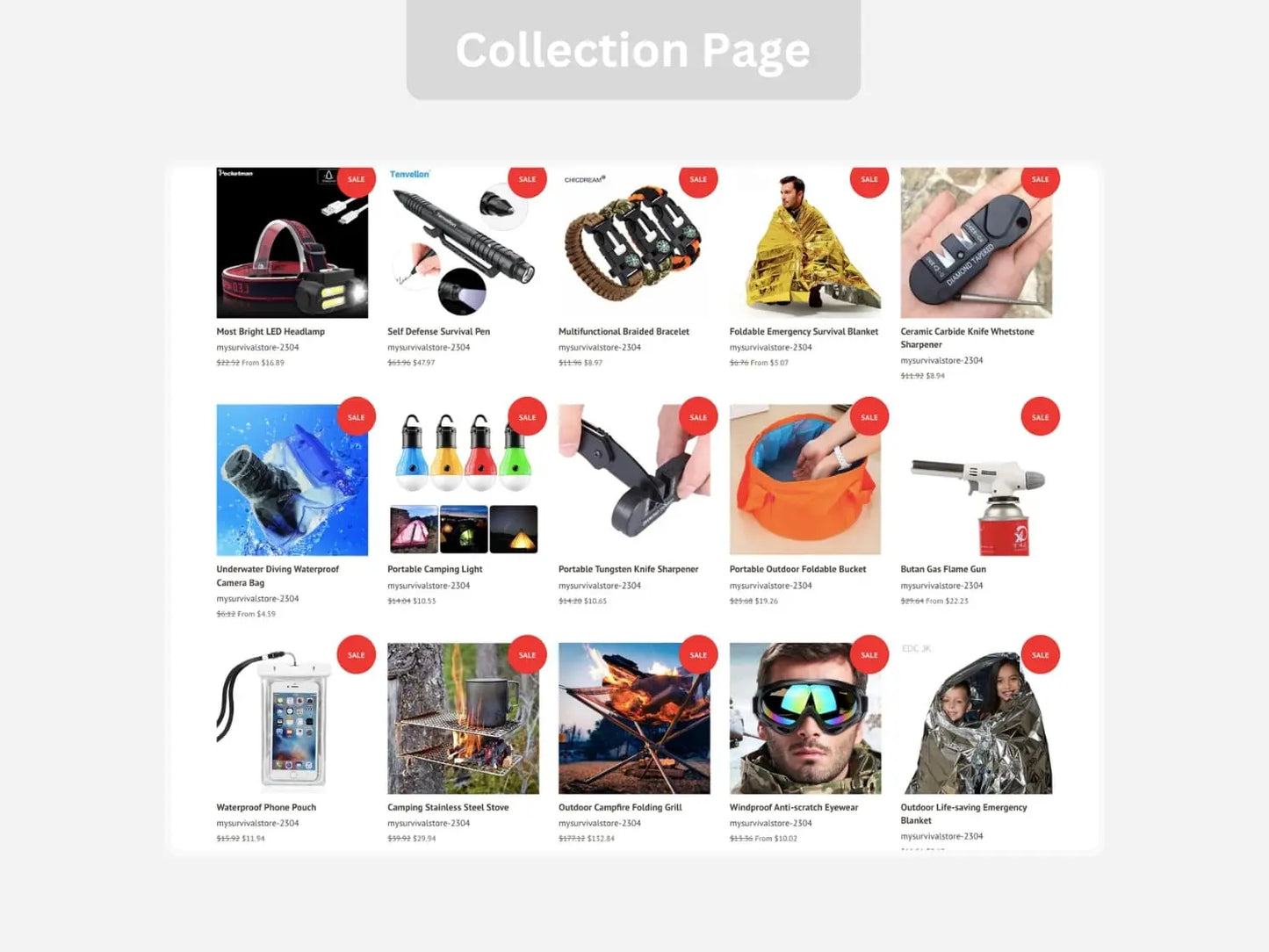 Survival Store Shopify Starter Dropship Store & Ecommerce Website The Stores Project