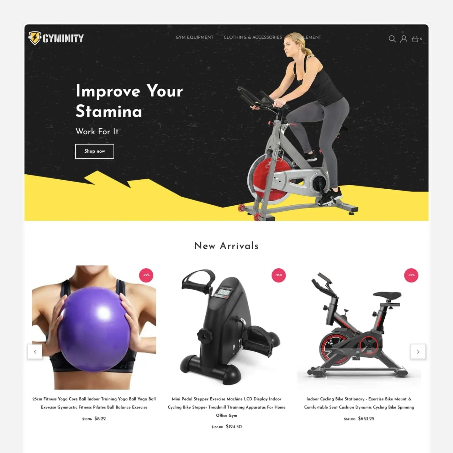 Gym Health and Fitness Shopify Starter Dropship Store & Ecommerce Website The Stores Project