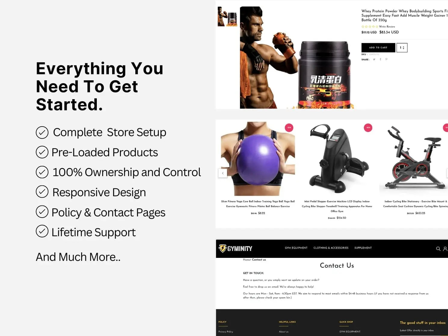 Gym Health and Fitness Shopify Starter Dropship Store & Ecommerce Website The Stores Project