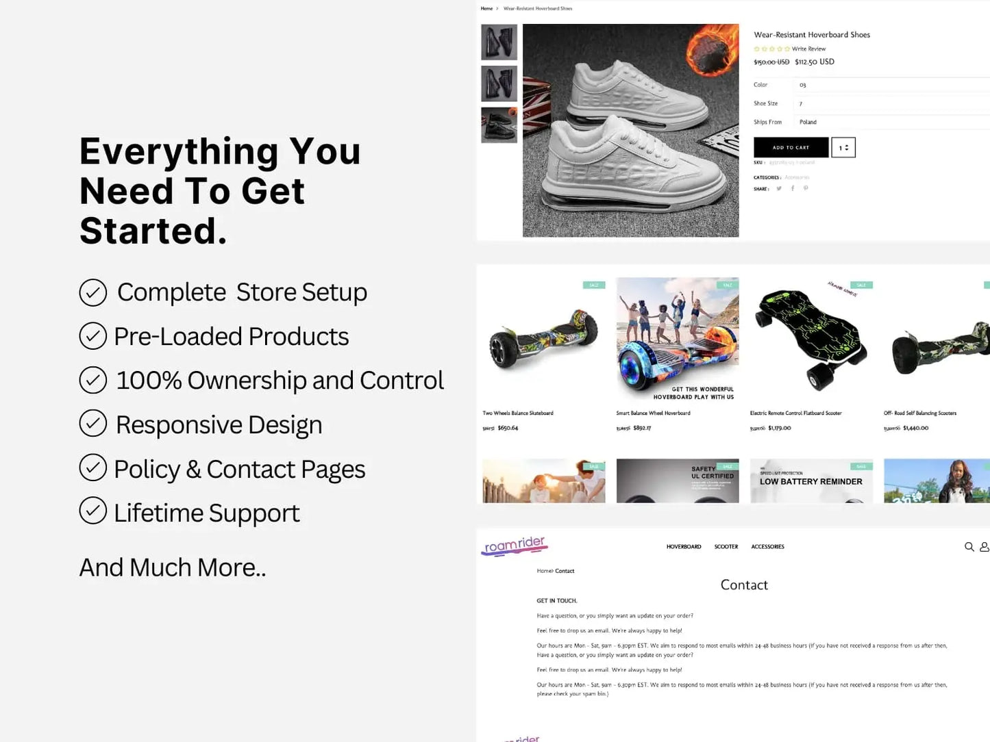 Hoverboard Shopify Starter Dropship Store & Ecommerce Website The Stores Project