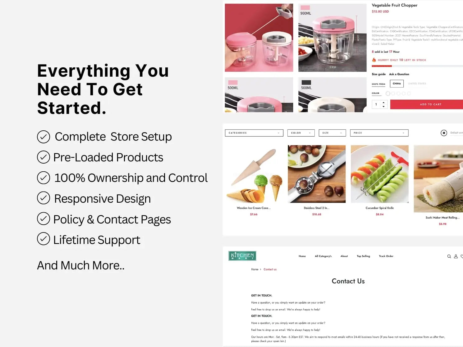 Kitchen Mart Shopify Starter Dropship Store & Ecommerce Website The Stores Project