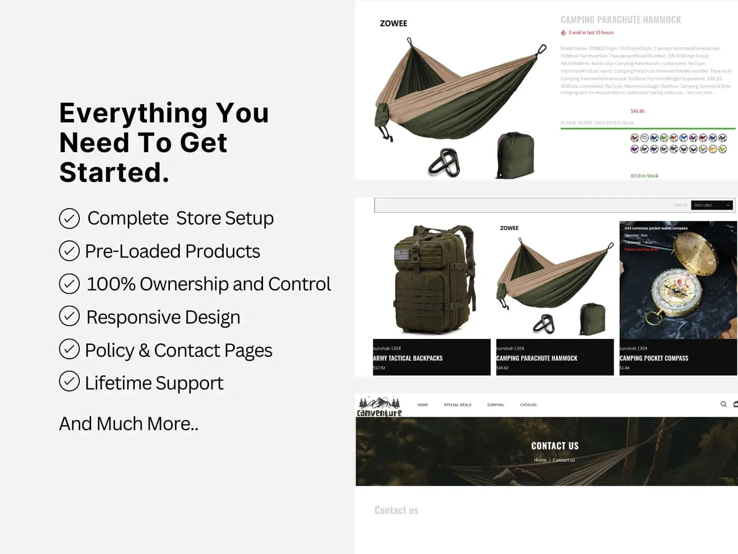 Survival Kit Shopify Starter Dropship Store & Ecommerce Website The Stores Project