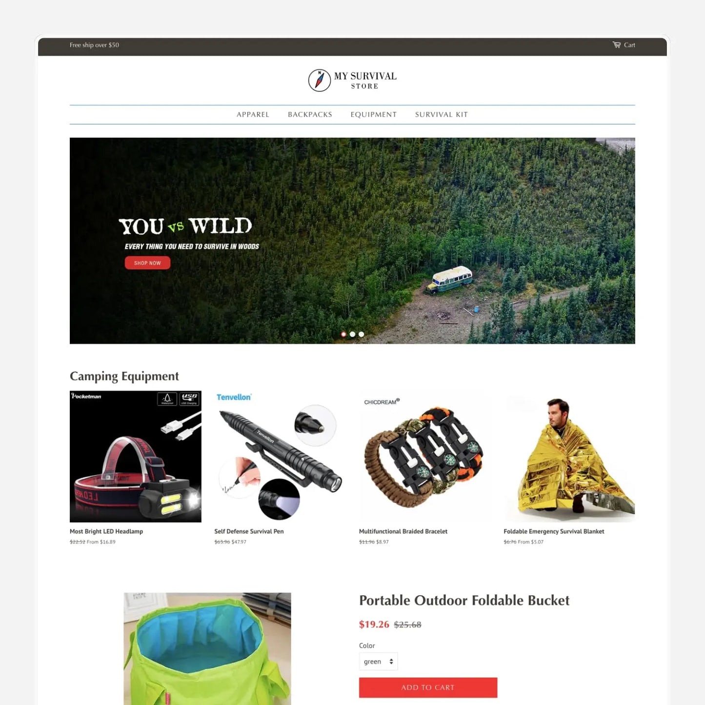 Survival Store Shopify Starter Dropship Store & Ecommerce Website The Stores Project