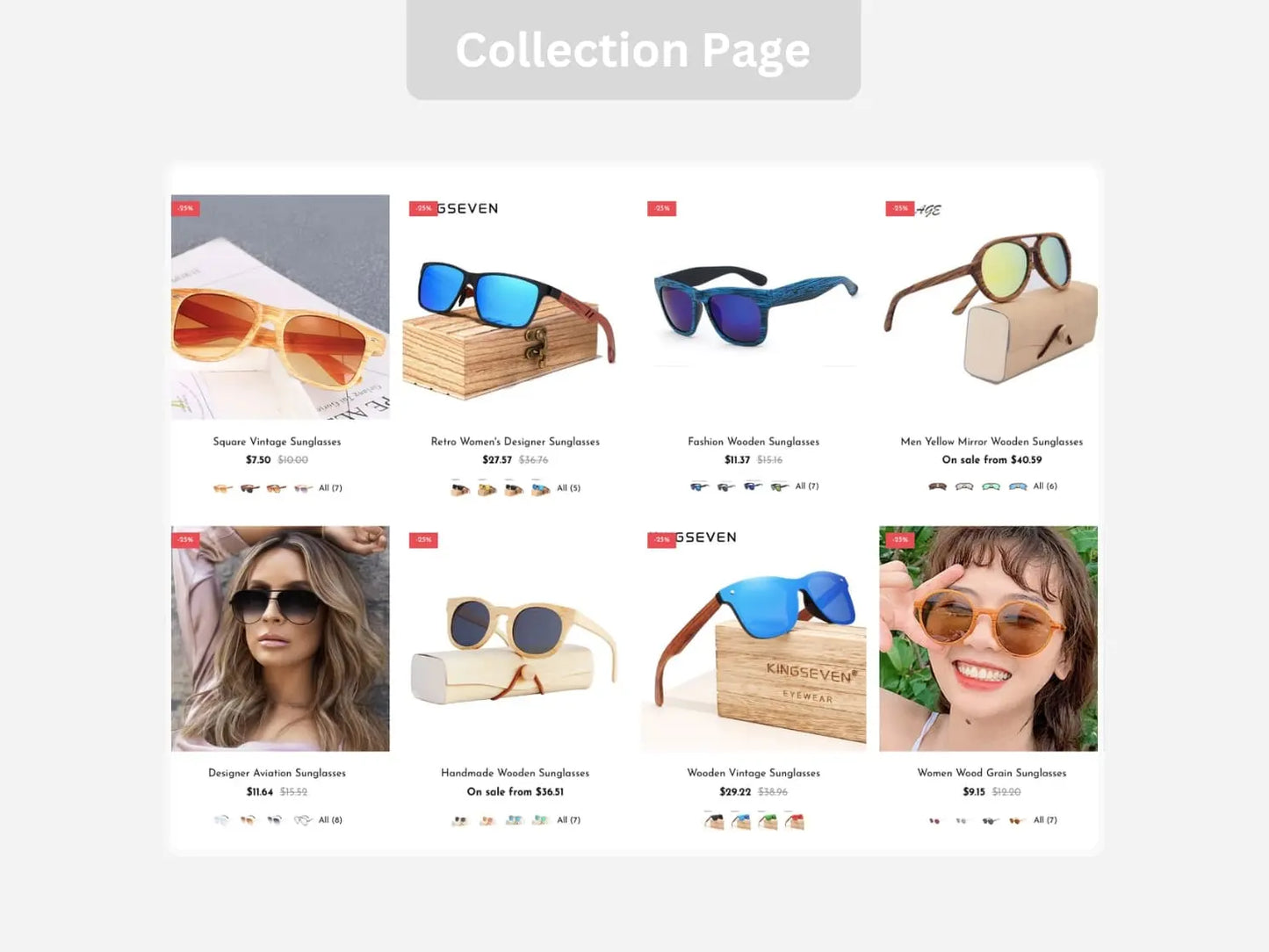 Wooden Sunglasses Shopify Starter Dropship Store & Ecommerce Website The Stores Project