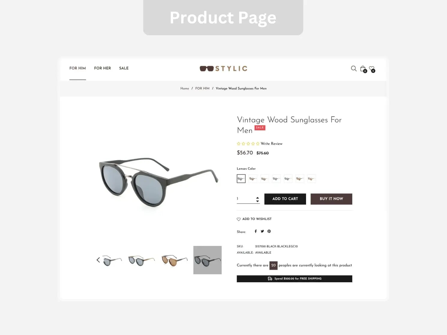 Wooden Sunglasses Shopify Starter Dropship Store & Ecommerce Website The Stores Project