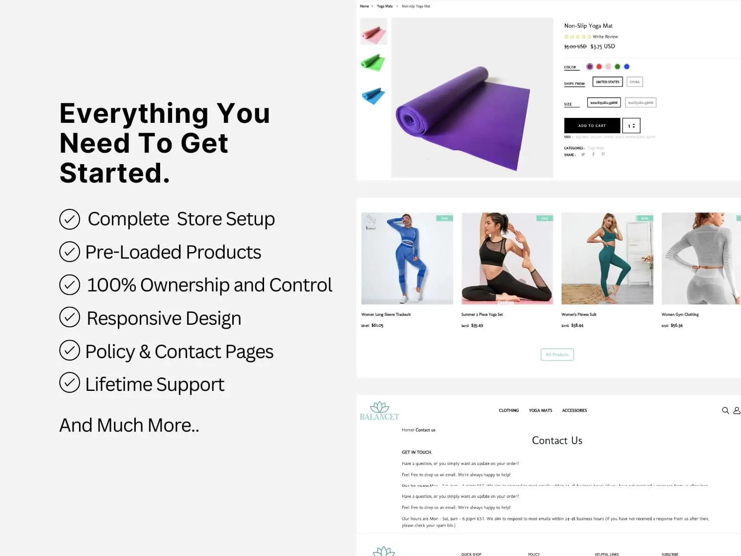 Yoga Shopify Starter Dropship Store & Ecommerce Website The Stores Project