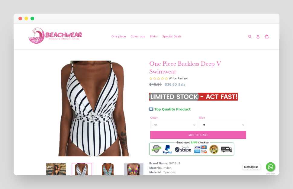 Beach Wear Shopify Starter Dropship Store & Ecommerce Website
