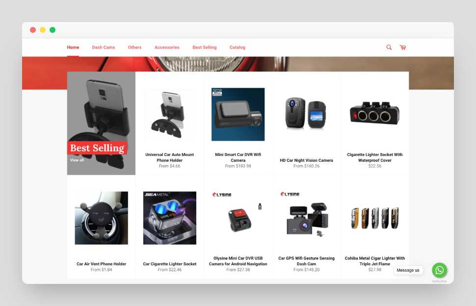 Dashcam and Accessories Shopify Starter Dropship Store & Ecommerce Website