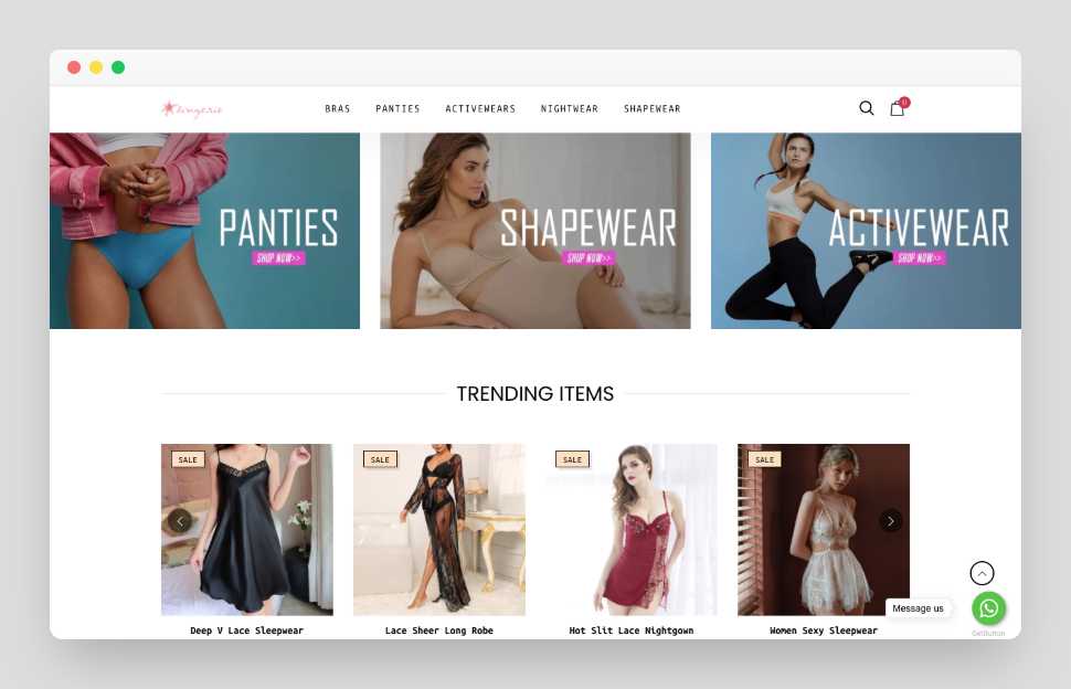 Lingerie Fashion Shopify Starter Dropship Store & Ecommerce Website