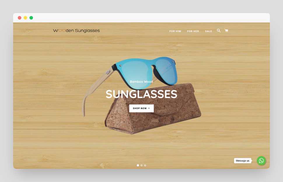 Wooden Sunglasses Shopify Starter Dropship Store & Ecommerce Website